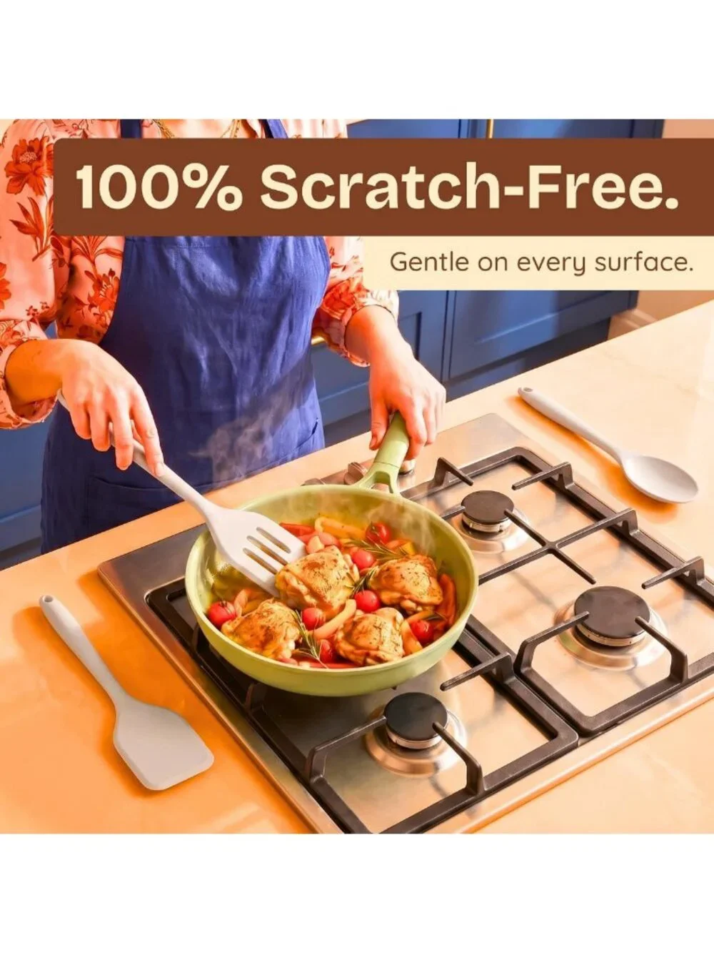 Eco-Friendly Silicone Kitchen Utensils Set, 8-Piece, Non-Toxic & Plastic-Free